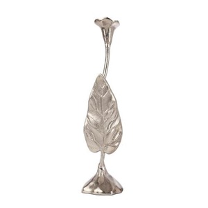 Porte-bougie Jules Leaf, finition argentée moyenne, support décoratif en métal pour bougie, design botanique élégant, centre de table - Product Image 3