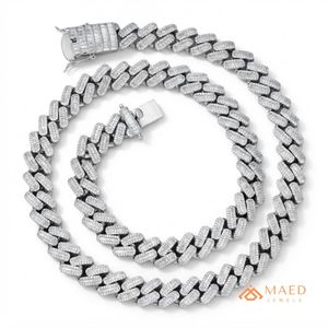 Collier en argent sterling 925 avec moissanite, chaîne cubaine, bijoux de mode pour femmes et hommes, bijoux fins de la ville de New York, style moderne classique - Product Image 1