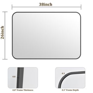 Specchio LED Rettangolare da Bagno 26x38 Pollici con Antiappannamento, Montaggio a Parete, Nero - Product Image 5