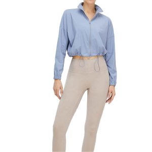 Pull de sport décontracté pour femme, col zippé, manches longues, coupe ample, idéal pour la course et le yoga, collection automne-hiver, vente en gros - Product Image 1