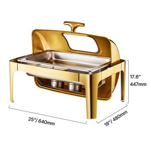 Scaldavivande rettangolare in acciaio inox da 9 litri con coperchio a rullo e controllo automatico della temperatura - Product Image 2