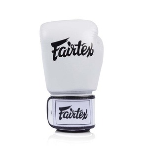 Fairtex White Boxing <b>Gloves</b> Genuine Leather Full Finger Hook & Loop Closure Adults Training Kickboxing Muay Thai <b>Gloves</b> - Product Image 3