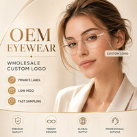 Montures de lunettes métalliques rondes fines à bordure complète OEM pour femmes, avec plaquettes de nez réglables, embouts de branches en acétate, logo personnalisé, vente en gros directe usine