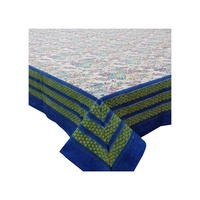 Nappe de table en pur coton de style moderne, nappes de designer imprimées à la main, nappes bleues de la meilleure qualité en vente à bas prix