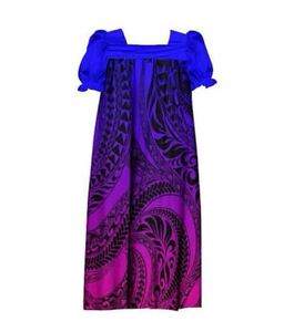 Großhandel Maßgeschneiderte Mumu Muumuu Mumus Kleider mit Kragen und Puffärmeln Übergröße Damen Bedruckte Bodenlange Kleider - Product Image 3