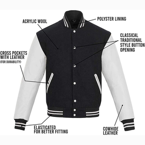 Chaquetas Varsity para Hombre 2026 con Capucha, Puños y Dobladillo Acanalados, Chaqueta Deportiva Lisa, Precio Económico al por Mayor, Chaquetas Varsity de Softbol - Product Image 6