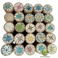 Sous-verre en mosaïque de coquillages naturels fait main avec bord en rotin, décoration de maison de style côtier, tapis pour verre, cadeau souvenir