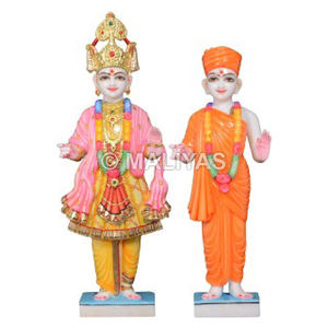 Ídolo de mármol de Swaminarayan Bhagwan |   Conjunto de Swami Murti de Swaminarayan y Gunatitanand - Product Image 1