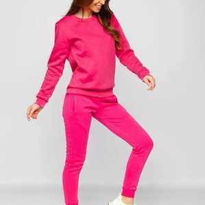 Women Solid <b>Pink</b> 100% Cotton <b>Tracksuit</b> Full Length Casual Wear Side Pockets Elastic Waist Quick Dry Regular Fit Autumn Style - Product Image 5