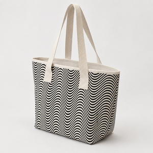 Sac fourre-tout de plage en toile de coton laminée à rayures ondulées personnalisé 8oz 29x43x12 cm Vente en gros OEM ODM Fabricant Exportateur Marque Privée - Product Image 3