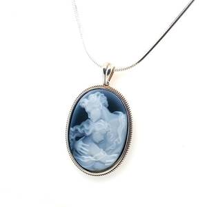 Pendentif en agate bleue naturelle, fait main, en argent sterling 925, pour femmes - Product Image 2