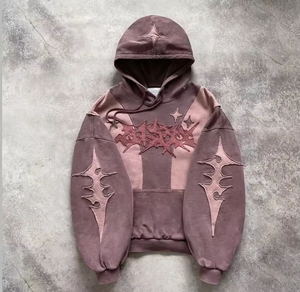 Gothic Hooded Pullover Men Oversized Black <b>Silicone</b> Printed Solid Cut Design Regular Sleeve French Terry Winter 100% Cotton - Product Image 6