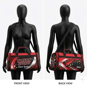 Sac de sport pour femmes, cheerleading, tissu polyester premium 300 GSM, violet et turquoise, durable, logo brodé personnalisé, sac de voyage pour la gym - Product Image 2