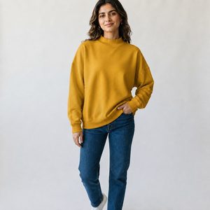 Sudadera Oversize de Cuello Alto para Mujer, Ligera, de Algodón y Felpa, Ropa Casual, Fabricante OEM - Product Image 1