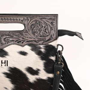 Sac bandoulière chic bohème western en cuir de vachette avec franges en daim – Sac à main en cuir fait main pour femme - Product Image 4