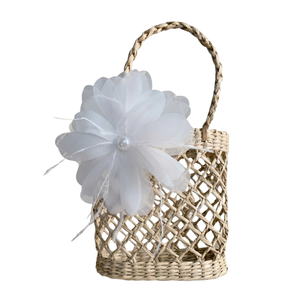 Gran Oferta Verano 2026 Bolsos de Paja para Mujer, Bolso Tejido de Paja con Diseño de Malla de Flores y Perlas, Venta al por Mayor - Product Image 1