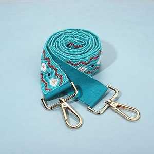 Handmade Cotton Beaded Bag Strap Personalized Letters Rectangular Shape Cross Stitch <b>Craft</b> Accessory - Product Image 1