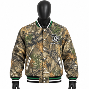 Custom <b>Mens</b> Varsity Letterman <b>Jacket</b> <b>Wool</b> Cotton Stand Collar Front Waterproof Windproof Winter Baseball Streetwear <b>Jacket</b> - Product Image 2