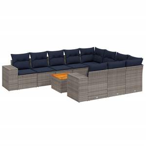 Conjunto de Sofás de Jardín de Poliratán Gris con Cojines, Muebles de Exterior para 10 Personas, Diseño Contemporáneo - Product Image 4