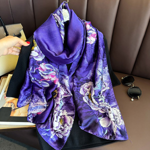 Custom Logo New Arrival Muslim Solid Stylish Elegant <b>Large</b> Warm Satin Silk Neck <b>Scarf</b> Square Shawl Wrap Multi-Functional Daily - Product Image 3