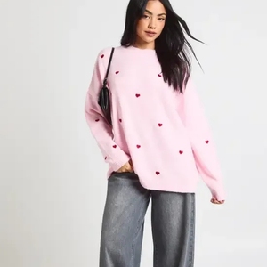 Suéter de punto grueso elegante de alta calidad para mujer, suéter de manga larga con cuello alto en contraste de color, holgado y cálido en todas las tallas para el invierno. - Product Image 4