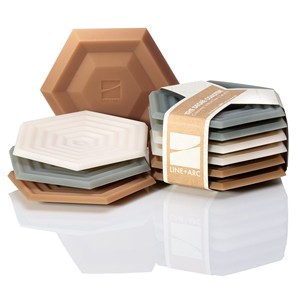 Handcrafted <b>Ceramic</b> Hexagon <b>Coaster</b> Set Wholesale | LINE+ARC India - Product Image 1