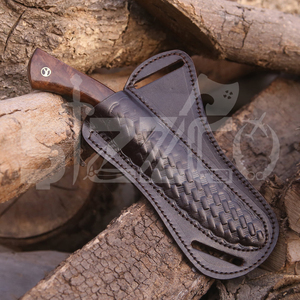 Couteau de chasse artisanal en acier Damas sur mesure OEM, couteau à lame fixe pour le camping et les activités de plein air, couteau EDC avec étui en cuir, cadeau - Product Image 2