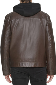 Blouson moto pour homme en cuir véritable marron, fermeture éclair, coupe classique, style hiver, imperméable, respirant, coupe-vent, haute qualité - Product Image 2