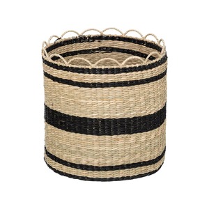 Lot de 2 paniers en jonc de mer avec bordures en coquillages et cadres en fer, paniers de rangement faits à la main, vente en gros, écologiques, fabriqués au Vietnam - Product Image 2