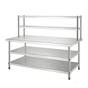 Modern Commercial Stainless Steel <strong>Food</strong> Bar Table with Three Shelves Portable Design for <strong>Restaurants</strong> &amp; Hotels (1800x800x800mm) - Product Image 1