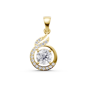 Aarinya Women's Lab Grown Diamond Filled 14K Gold Plated Brilliant Cut Trendy Wedding Pendant <b>Charm</b> Set Side Stones IGI - Product Image 2