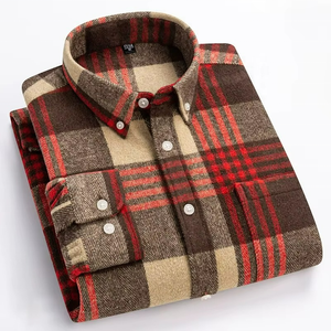 100% Cotton Men's Classic Plaid Flannel Streetwear Fashion <b>Tops</b> Long Sleeve Button-down Everyday Casual <b>Checkered</b> Shirt For Men - Product Image 6