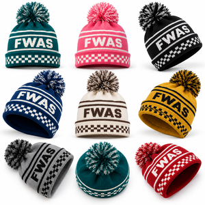 Gorros de Punto Personalizados con Etiqueta Privada, Gorros de Invierno de Hilo Acrílico Suave con Pompones, Gorros de Punto Unisex con Puño a Cuadros, Proveedor Mayorista en EE. UU. - Product Image 4