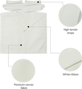 Juego de 12 delantales funerarios blancos masónicos |   Tela de Lona Premium con Cinta Negra – Regalia Tradicional Hecha a Mano - Product Image 4
