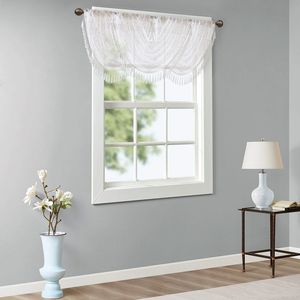 Mantovana a cascata bianca ricamata con diamanti 38x46 pollici eleganti tende e mantovane - Product Image 2