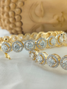 Round Cut Diamond <b>Bracelet</b> with Side Stones in White Gold Luxury Tennis <b>Bracelet</b> Elegant Wedding Party Anniversary Gift for Her - Product Image 2