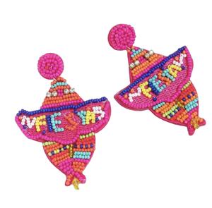 Pendientes de botón unisex clásicos con letras de cuentas de vidrio hechas a mano, multicolor, novedades, para profesores, bodas y fiestas - Product Image 1