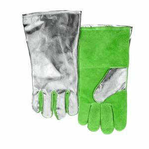 Gants de soudage en cuir de vachette et aluminium, protection industrielle, résistance à la chaleur et aux étincelles, pour four et boulangerie - Product Image 5