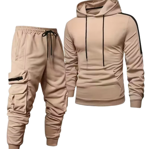 Conjunto Deportivo Informal de Dos Piezas para Hombre, con Capucha, Tejido de Punto, Transpirable, Estilo Hip Hop, con Múltiples Bolsillos, Otoño, Poliéster/Algodón, 360g - Product Image 1