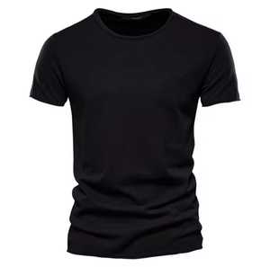 <b>Men's</b> Slim Fit Short Sleeve O-Neck T-Shirt Solid Color Knitted Casual Wear 100% Cotton Jersey Fabric - Product Image 3