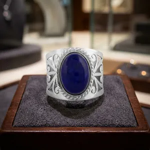 Blue <b>Lapis</b> <b>Lazuli</b> 925 Sterling Silver <b>Ring</b> Handmade Vintage Ethnic Boho Gemstone Statement Jewelry for Women - Product Image 4