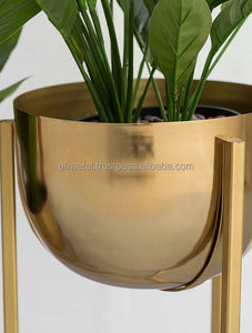Lot de 2 jardinières pivotantes classiques en or avec revêtement en poudre pour jardin, maison, pépinière, bureau, style classique coloré - Product Image 2