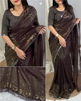 Saree Sutra Georgette Dewasa + Blus - Pakaian Tradisional India Desainer Baru Kombinasi Warna Menakjubkan Ukuran Besar Semua