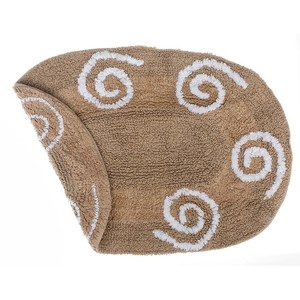 Tapis de bain ovale en coton avec motif en spirale blanche, design tufté, dos antidérapant, style moderne, usage domestique - Product Image 4