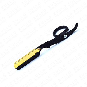 Rasoir de barbier pliant en acier inoxydable à motif feuille personnalisé OEM, rasoir droit à demi-lame pour usage professionnel - Product Image 2