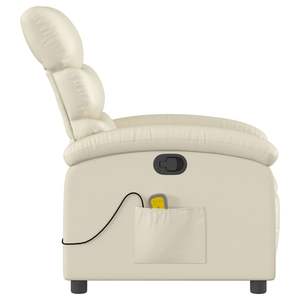 Cream Faux Leather <b>Massage</b> <b>Recliner</b> <b>Chair</b> - Product Image 5