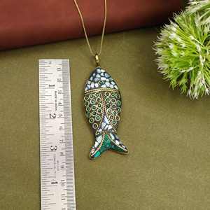 สร้อยคอจี้รูปปลาโมเสคหลากสีสัน สไตล์โบฮีเมียน งานแฮนด์เมด ประดับด้วยลายมหาสมุทร ของขวัญสำหรับเธอ - Product Image 2