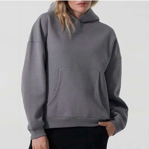 Sweat-shirts à épaules tombantes pour femme, sweat-shirts décontractés pour femme de haute qualité et à la mode, en coton gris - Product Image 1