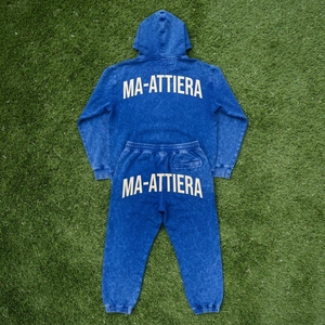 Conjunto de Sudadera y Pantalones Deportivos de Felpa de Algodón para Mujer, Color Azul Lavado, Personalizado, OEM, ODM, Venta al Por Mayor - Product Image 6