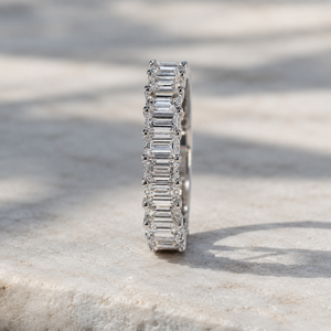 Lab Grown Diamond Eternity Band 14K Gold Emerald Cut 2.07CT VVS1-VVS2 Clarity Wedding <b>Ring</b> Rhodium Plated Yellow/Rose Options - Product Image 3